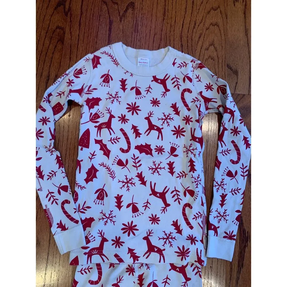 Hanna Andersson Scandi Cane Long John Holiday Cotton Pajama Set | Size 8